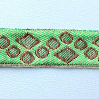 Thumbnail for Green, Gold And Bronze Jacquard Weave Lace Trim, Approx. 32mm Wide Indian Sari Border