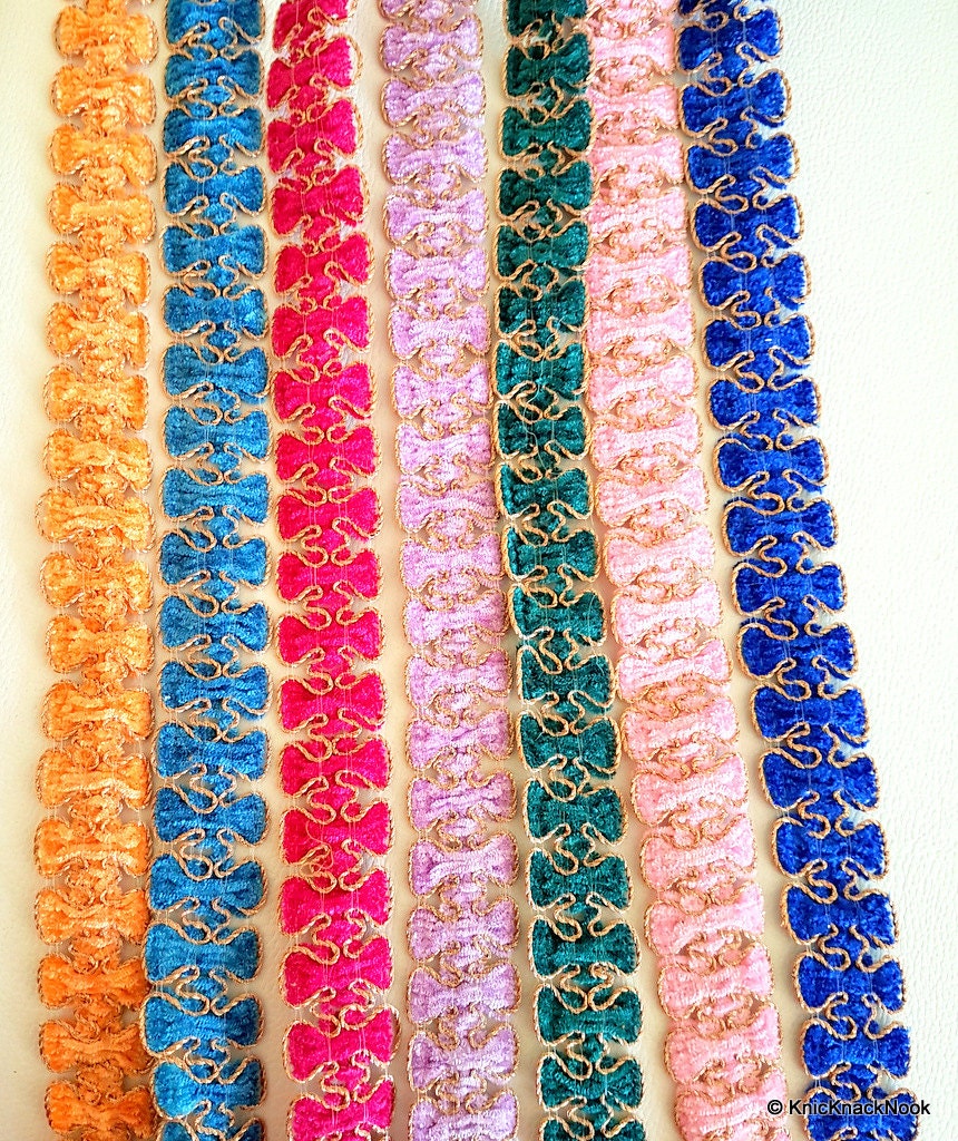 Pink Trim With Gold Border Piping, Approx. 25mm, Craft Ribbon