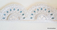 Thumbnail for Silver Embroidered Lace Trim With Mirror, Beads And Pearl Embellishments, Approx. 53mm Wide - 140316L187
