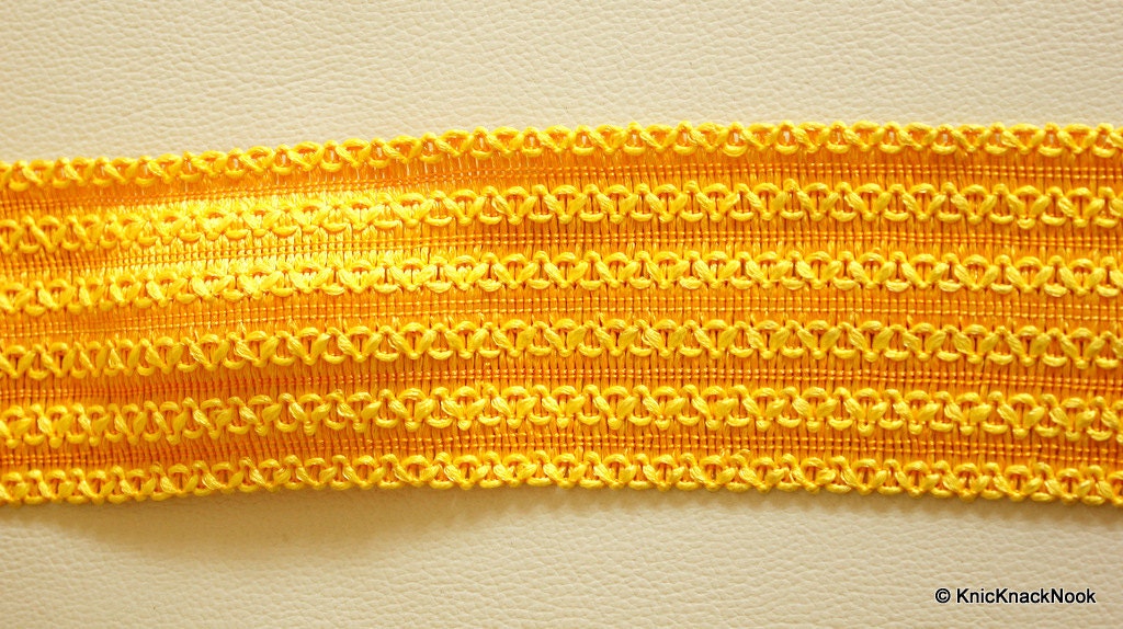 Yellow Thread Lace Trim, Approx. 65mm wide