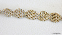Thumbnail for Silver Shimmer Circle Faux Leather Trim Lace, 10 mm Wide