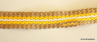 Thumbnail for Yellow, White And Gold Thread Lace Trim, 20mm wide