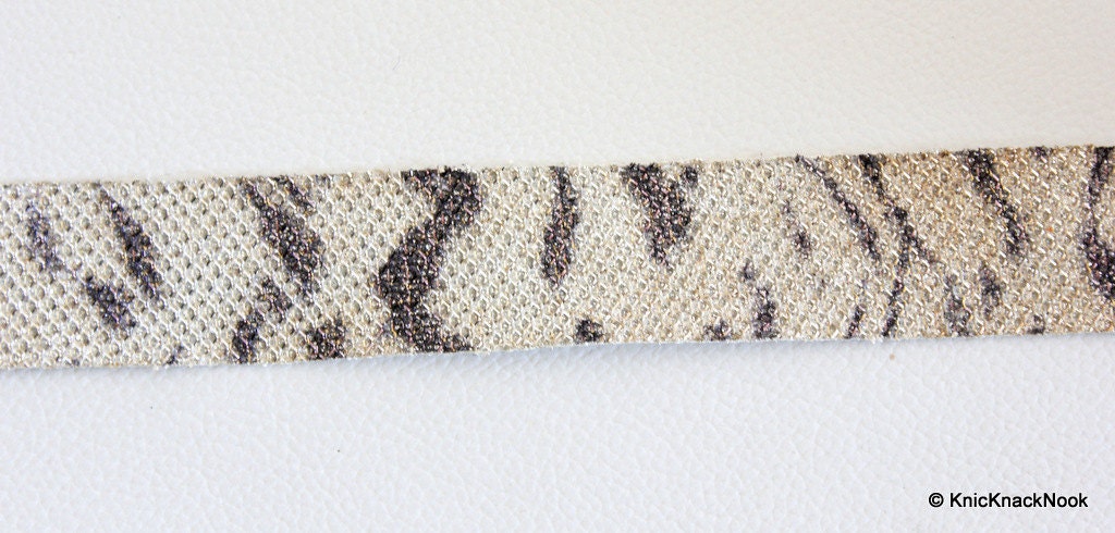 White, Black And Silver Shimmer Lace Trim, Animal Print Trim