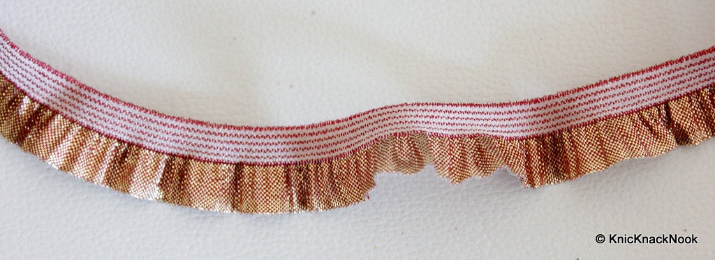 Wholesale Pleated Bronze And Brown Tissue Ribbon Trim, Approx. 19mm wide