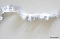 Thumbnail for Wholesale Pleated Silver And White Tissue Ribbon Trim, Approx. 19mm wide