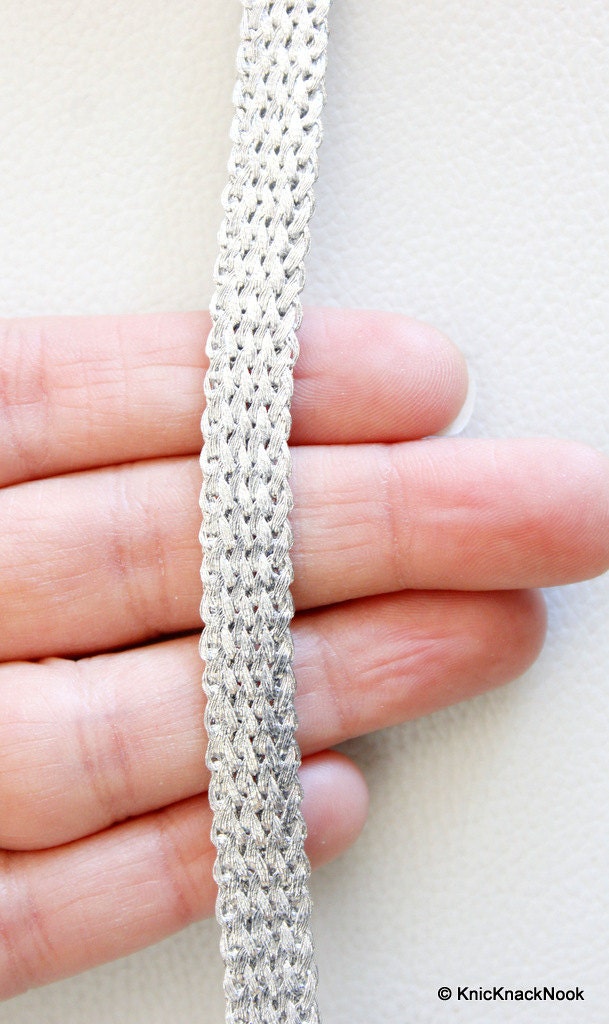 Silver Thread Lace Trim, Approx. 10mm wide