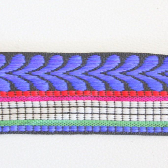 Blue, White, Black And Red Embroidery Fabric Lace Trim