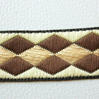 Thumbnail for Brown And Beige Embroidery Fabric Lace Trim, Approx. 25mm Wide