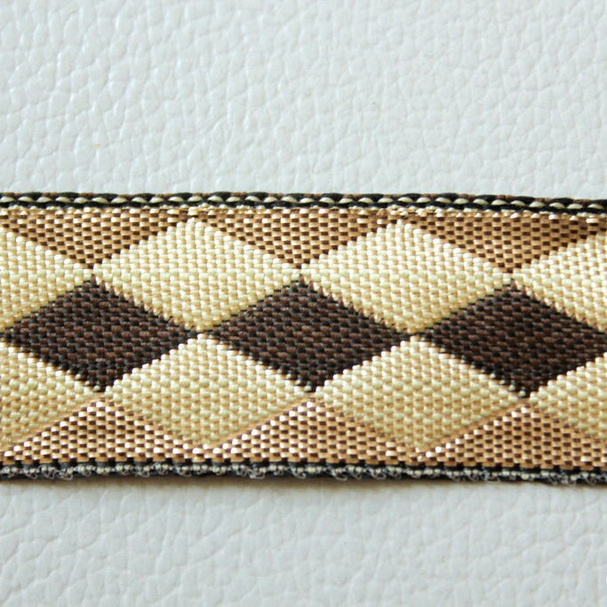 Brown And Beige Embroidery Fabric Lace Trim, Approx. 25mm Wide