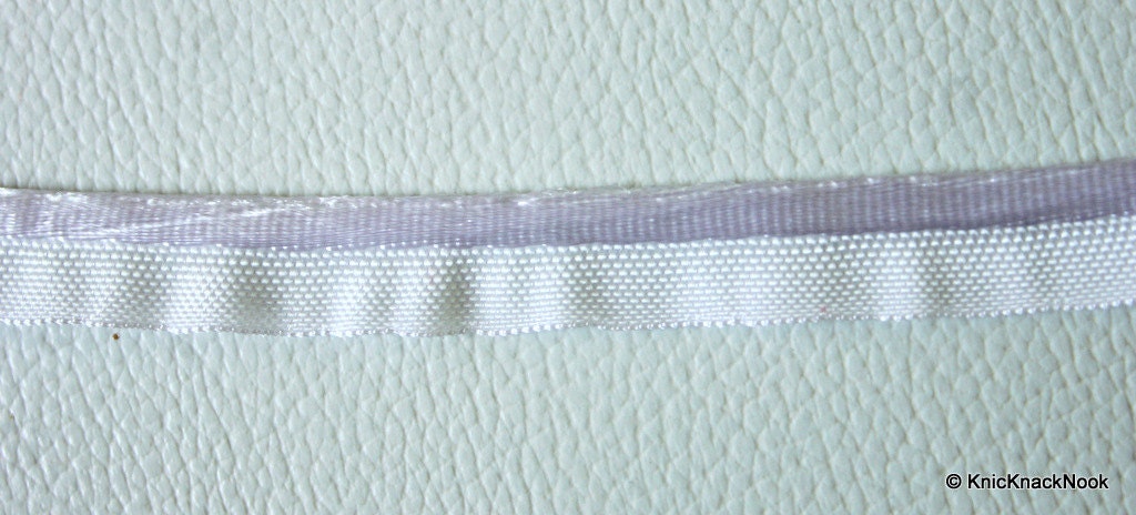 Wholesale White Lace Trim With Shining White Piping, Approx. 11 mm wide