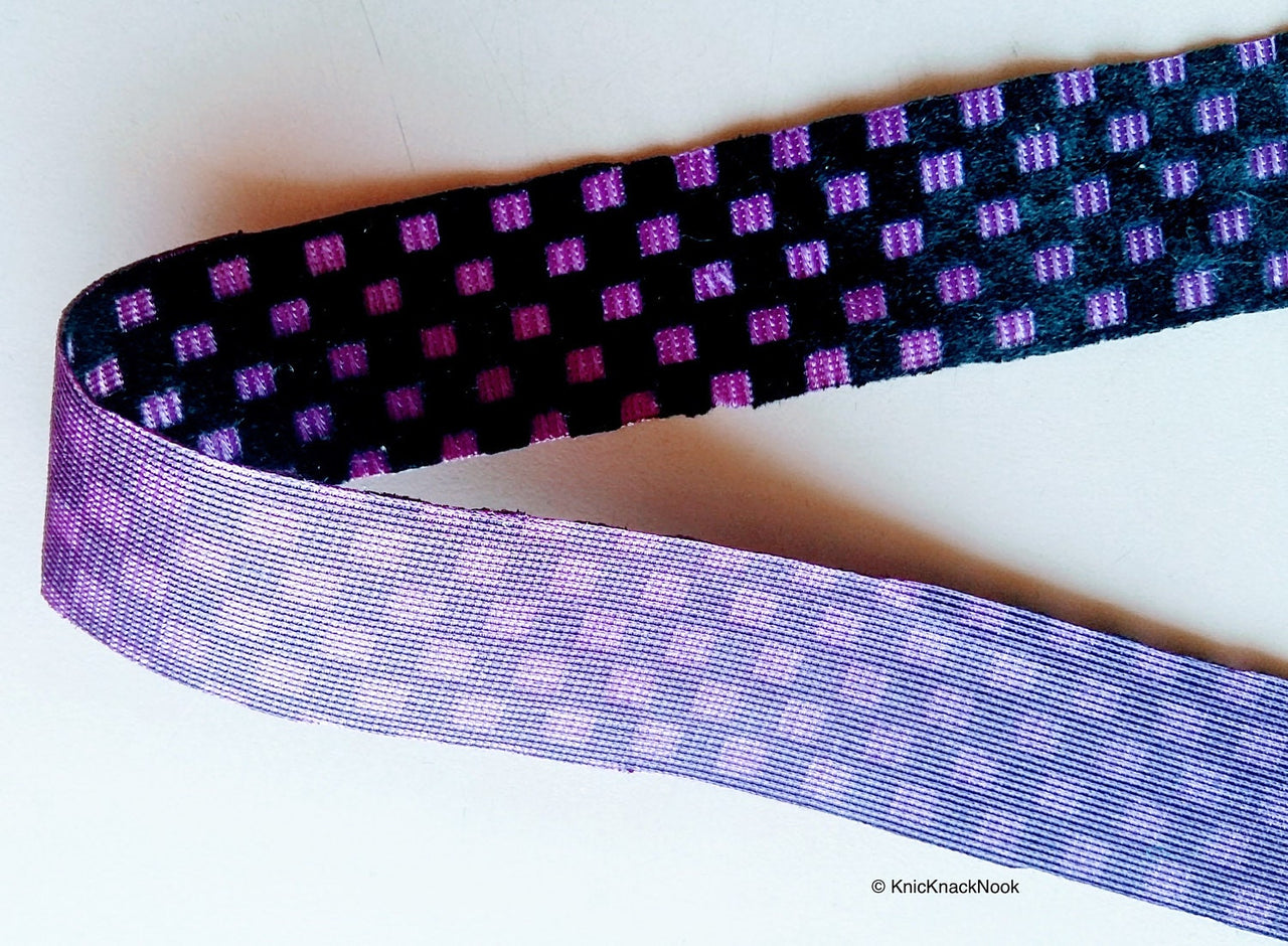 Purple And Black Chequered Trim, Approx. 27mm Wide - 200317L161