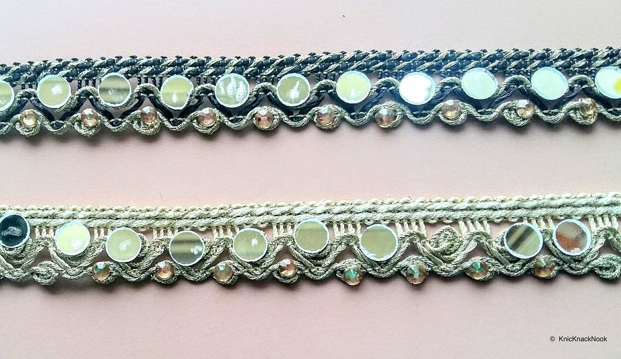 Beige / Black And Gold Trim With Mirrors And Diamante Embellishments - 200317L298/99