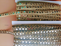 Thumbnail for Beige / Black And Gold Trim With Mirrors And Diamante Embellishments - 200317L298/99