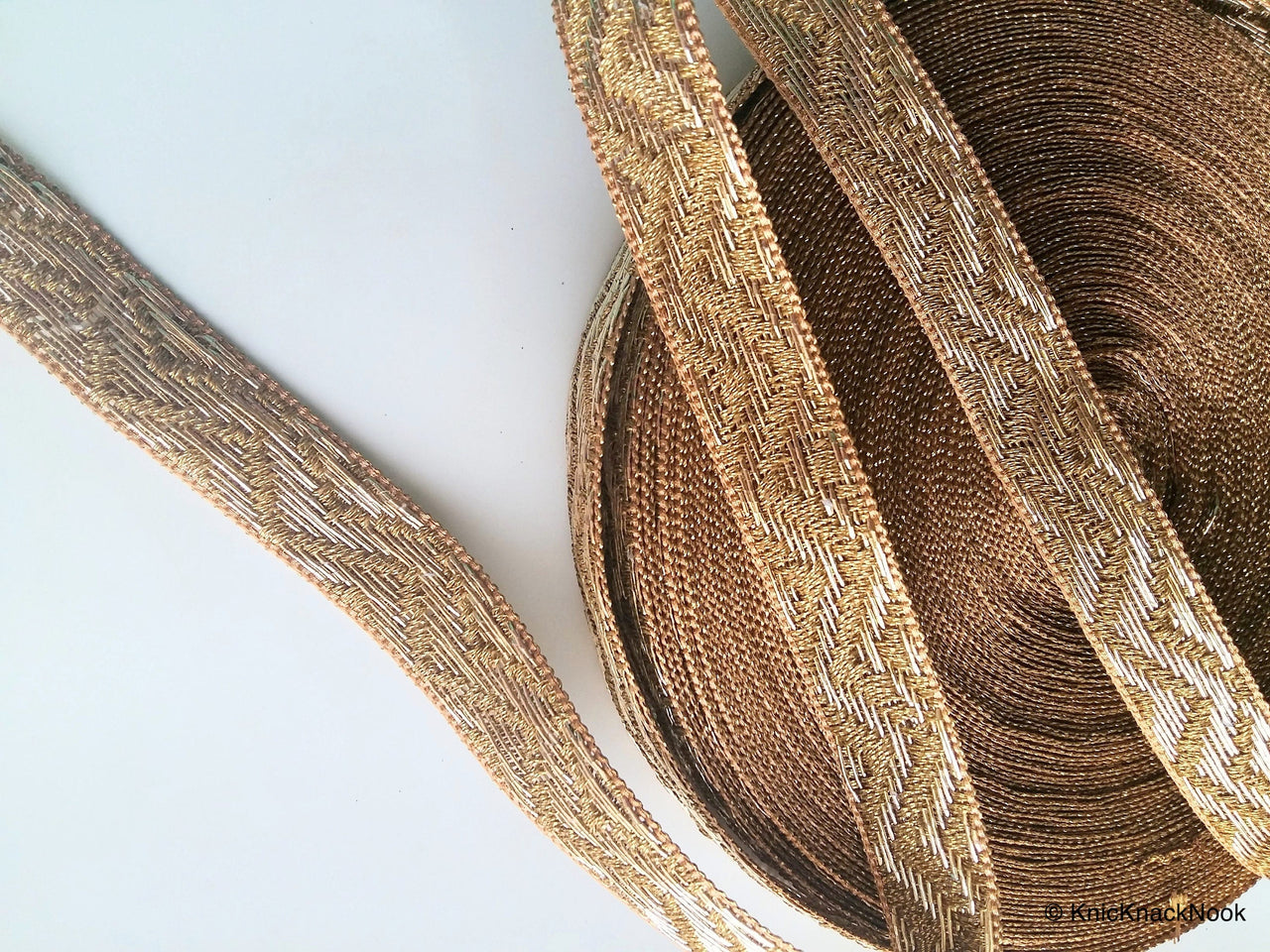 Rose Gold Ribbon Lace Trim, Approx. 20mm wide - 200317L223