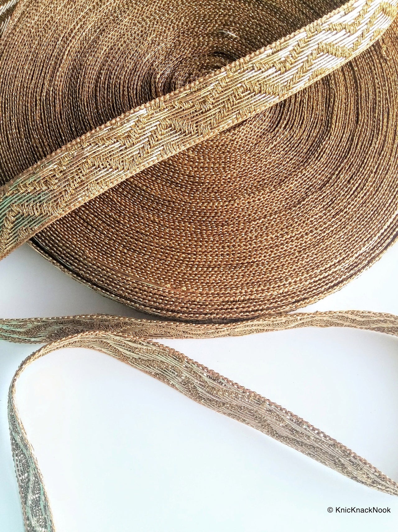 Rose Gold Ribbon Lace Trim, Approx. 20mm wide - 200317L223