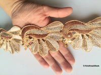 Thumbnail for Gold Shimmer Peacock Pattern Trim, 55mm wide - 200317L214
