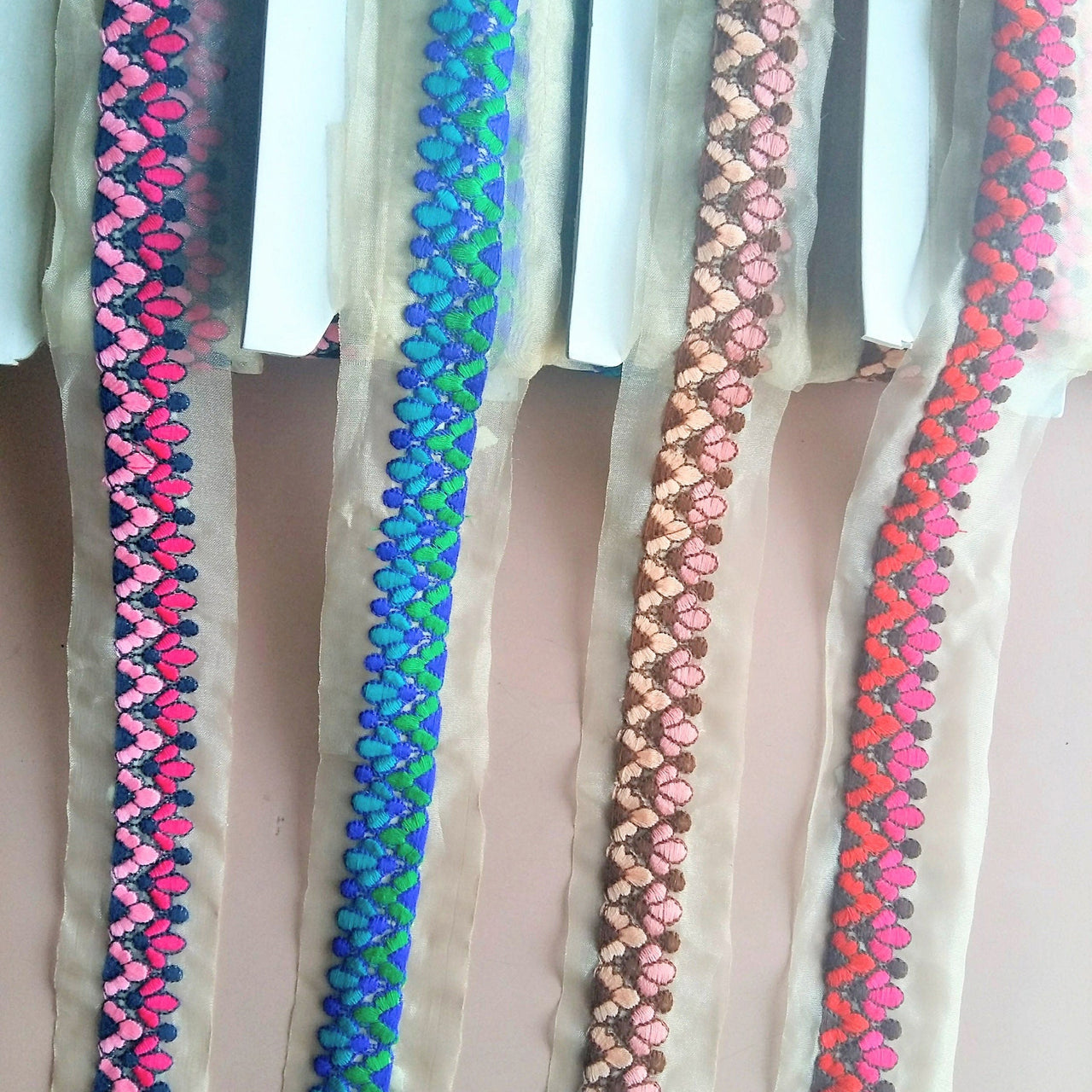 Sheer Gold Fabric Trim With Floral Thread Embroidery One Yard Lace Trim - 200317L287/88/89/90