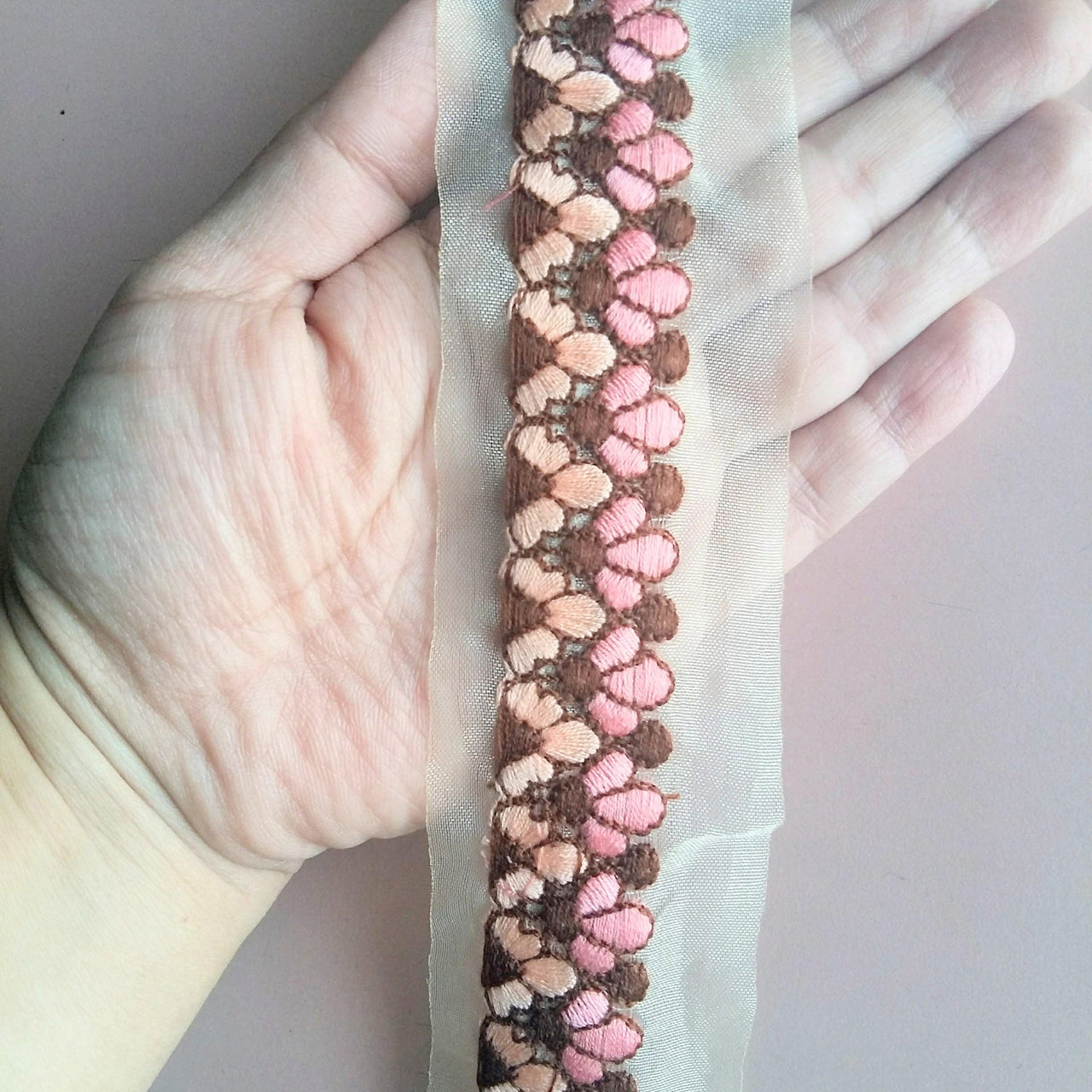 Sheer Gold Fabric Trim With Floral Thread Embroidery One Yard Lace Trim - 200317L287/88/89/90