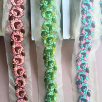 Thumbnail for Sheer Gold Fabric Trim With Floral Thread Embroidery One Yard Lace - 200317L291/92/93