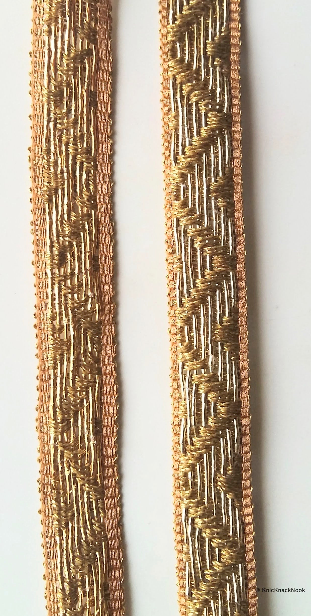 Gold/ Rose Gold Ribbon Lace Trim, Approx. 15mm wide - 200317L221/22