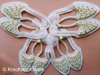 Thumbnail for White Shoe Applique With Pearls, Rhinestones, Diamante Faux Swarovski Crystals