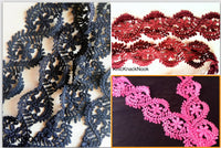 Thumbnail for Blue / Red / Pink Floral Embroidery Crochet (Cotton) One Yard Lace Trim, Approx. 55mm Wide - 200317L44/45/46