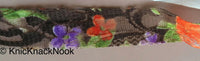 Thumbnail for Brown, Orange, Green And Lilac Purple Floral Net Lace Trim Ribbon 30mm wide - 200317L25