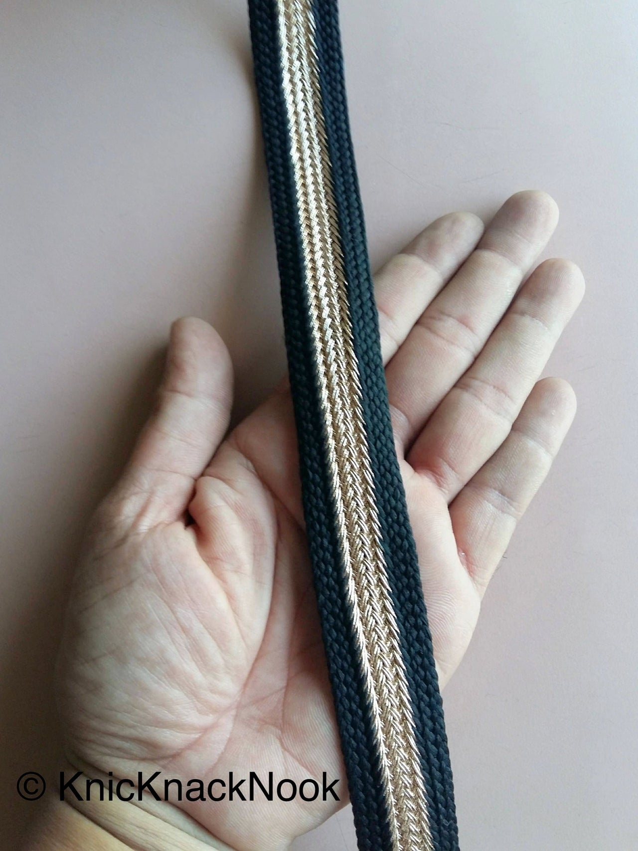 Gold And Brown / Green / Black / Magenta Pink Thread Lace Trim, Approx. 25mm wide - 200317L459 / 60 / 61/ 62