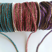 Thumbnail for Bronze Braided Sequins Trim With Purple / Blue / Pink Sequins, Approx. 6 mm wide, Trim by 3 yards