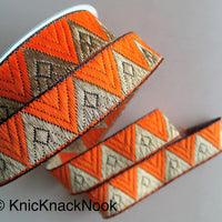 Thumbnail for Jacquard Weave Trim, Copper Thread Triangle Embroidery Lace Trim, 20mm Wide