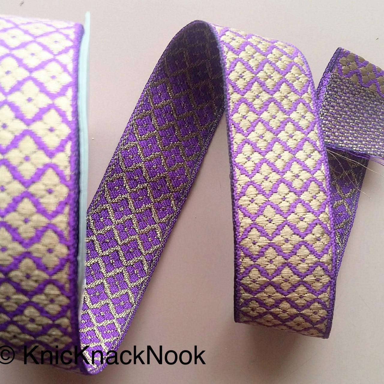 Wholesale Indian Gold Brocade Fabric Trim, Embroidered Thread Trim, Approx. 32mm wide