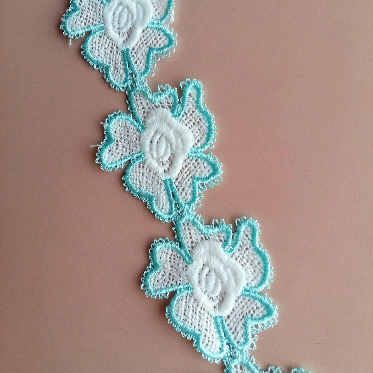 Yellow / Pink / Blue And White Floral Embroidery Lace Trim. Approx. 55mm Wide - 200317L142/43/44