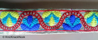 Thumbnail for Gold Shimmer Fabric Trim With Blue, Yellow And Red Floral Embroidery, Approx. 30mm Wide - 200317L194