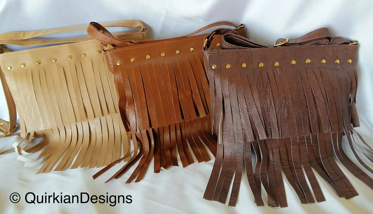 Brown Fake Leather Tassels Bag, Day HandBag, Shopping Handbag, Faux Leather Bag, Office Wear