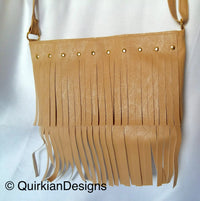 Thumbnail for Camel Brown Fake Leather Tassels Bag, Day HandBag, Shopping Handbag, Faux Leather Bag, Office Wear