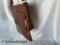 Thumbnail for Dark Brown Fake Leather Tassels Bag, Day HandBag, Shopping Handbag, Faux Leather Bag, Office Wear