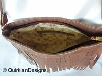 Thumbnail for Dark Brown Fake Leather Tassels Bag, Day HandBag, Shopping Handbag, Faux Leather Bag, Office Wear