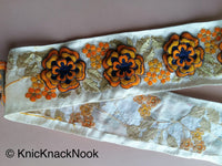 Thumbnail for Beige Fabric Trim With Yellow, Orange, Gold And Blue Floral Embroidery