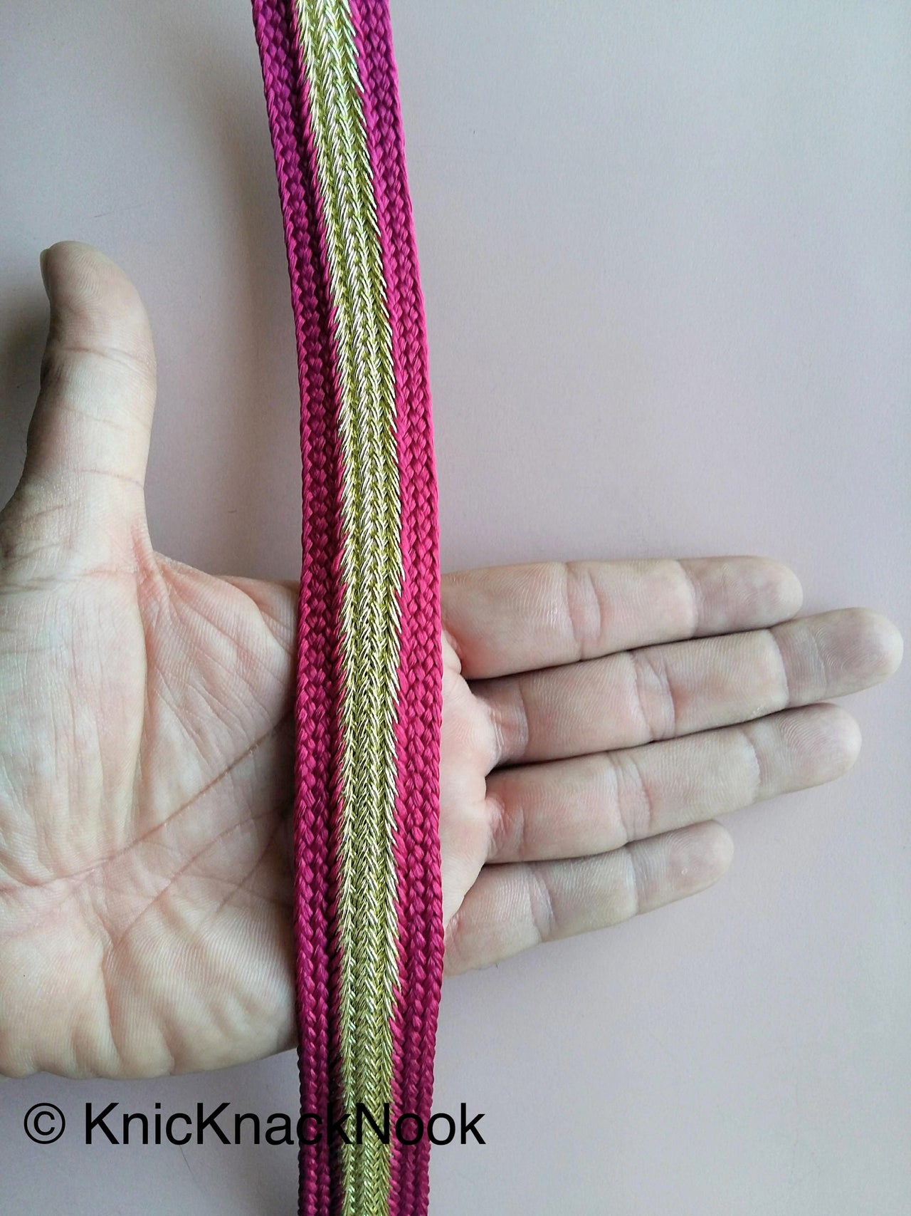 Gold And Brown / Green / Black / Magenta Pink Thread Lace Trim, Approx. 25mm wide - 200317L459 / 60 / 61/ 62