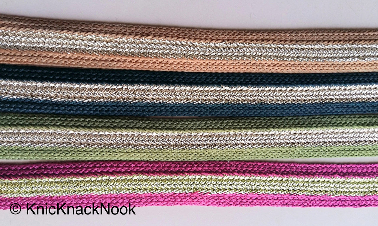 Gold And Brown / Green / Black / Magenta Pink Thread Lace Trim, Approx. 25mm wide - 200317L459 / 60 / 61/ 62