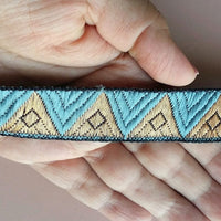 Thumbnail for Jacquard Weave Trim, Copper Thread Triangle Embroidery Lace Trim, 20mm Wide
