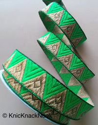 Thumbnail for Jacquard Weave Trim, Copper Thread Triangle Embroidery Lace Trim, 20mm Wide