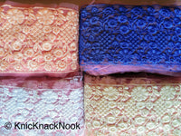 Thumbnail for Pink Net Lace Trim With Embroidered White Flowers, Approx. 15cm Wide - 200317L174