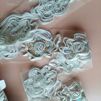 Thumbnail for Silver Rose Lace Trim With Silver Sequins, Approx. 65mm Wide - 200317L141