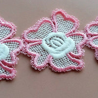 Thumbnail for Yellow / Pink / Blue And White Floral Embroidery Lace Trim. Approx. 55mm Wide - 200317L142/43/44