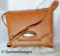 Thumbnail for Tan Brown Fake Leather Bag, Day HandBag, Shopping Crossbody Sling Purse, Faux Leather Bag, Office Wear