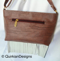 Thumbnail for Dark Brown Fake Leather Tassels Bag, Day HandBag, Shopping Handbag, Faux Leather Bag, Office Wear