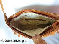 Thumbnail for Brown Fake Leather Tassels Bag, Day HandBag, Shopping Handbag, Faux Leather Bag, Office Wear