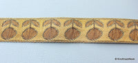 Thumbnail for 9 Yards x Wholesale Orange, Gold And Bronze Floral Embroidered Fabric Lace Trim, Approx. 30mm Wide - 140316L77