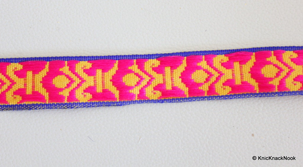 Wholesale Neon Pink, Yellow And Blue Embroidery Fabric Lace Trim, Approx. 24mm Wide - 140316L72